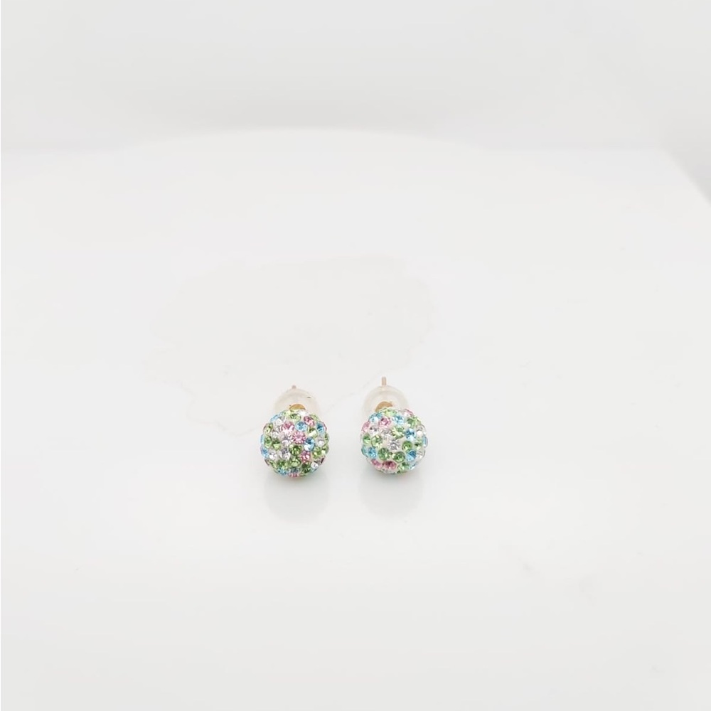 14k Yellow Gold Shambala Earrings Studs 8mm